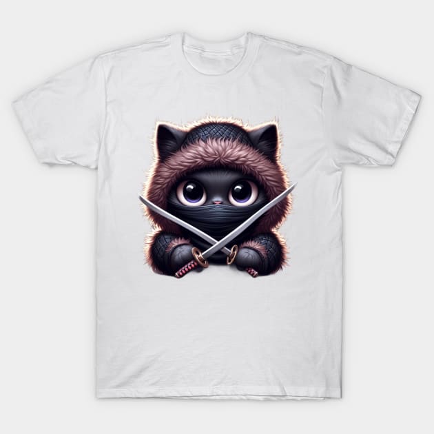 Ninja Cat The Adorable Assassin T-Shirt by Divineshopy